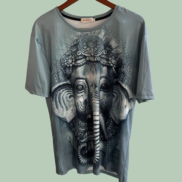 Elephant God Shirt Youth Size 5‎ Green All Over Print Short Sleeve Girls - Picture 1 of 10